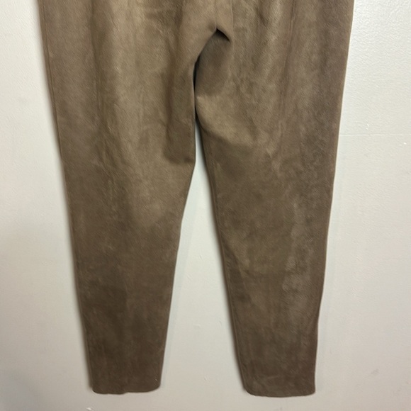 Zara Faux Suede Elastic Waist Zipper Slit Hem Camel Brown Tan Leggings Pants - Picture 13 of 14